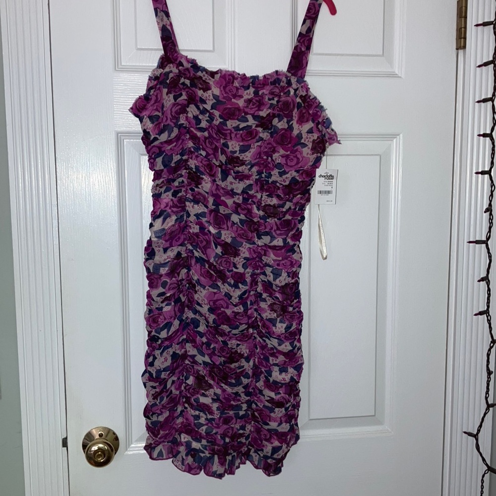 Floral print ruched dress